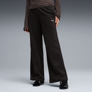 PUMA ESSENTIALS CAT PANTALONI A GAMBA LARGA DA DONNA  IN COTONE FELPATO